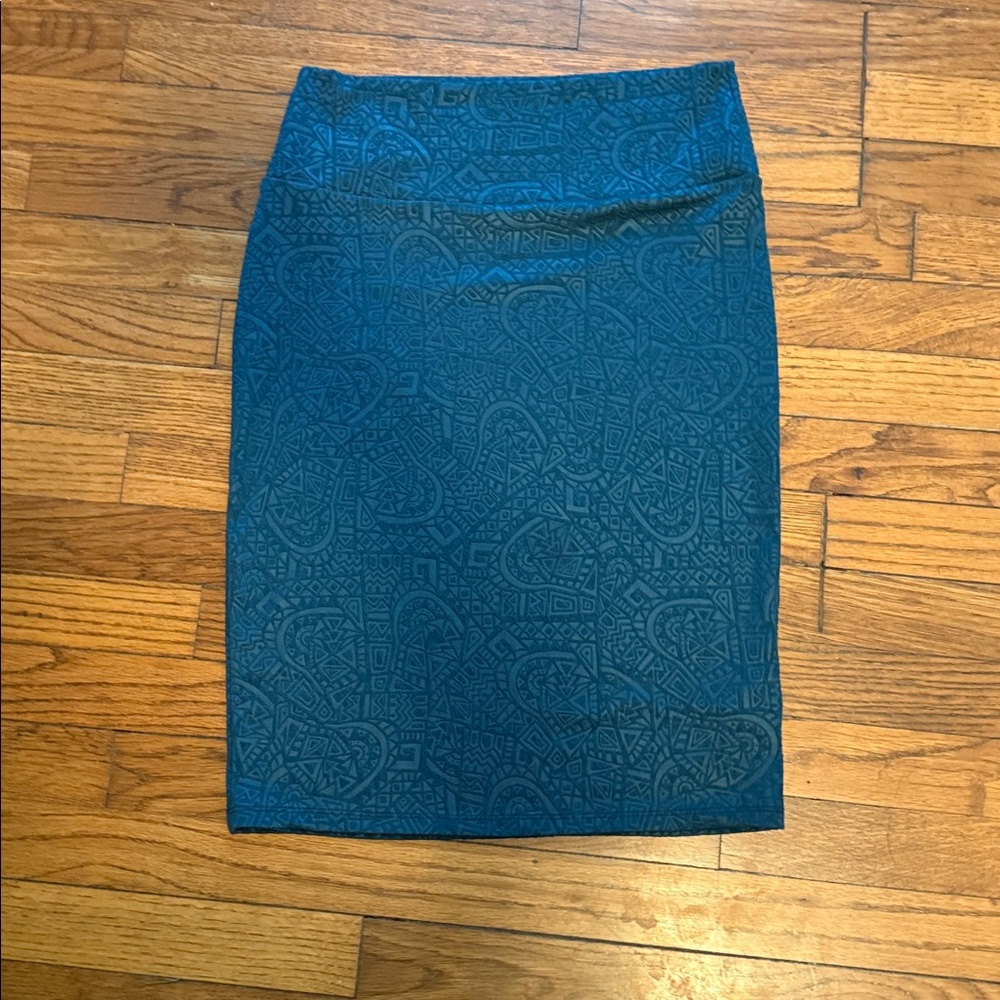 LuLaRoe Cassie Teal textured, Patterned Pencil Skirt